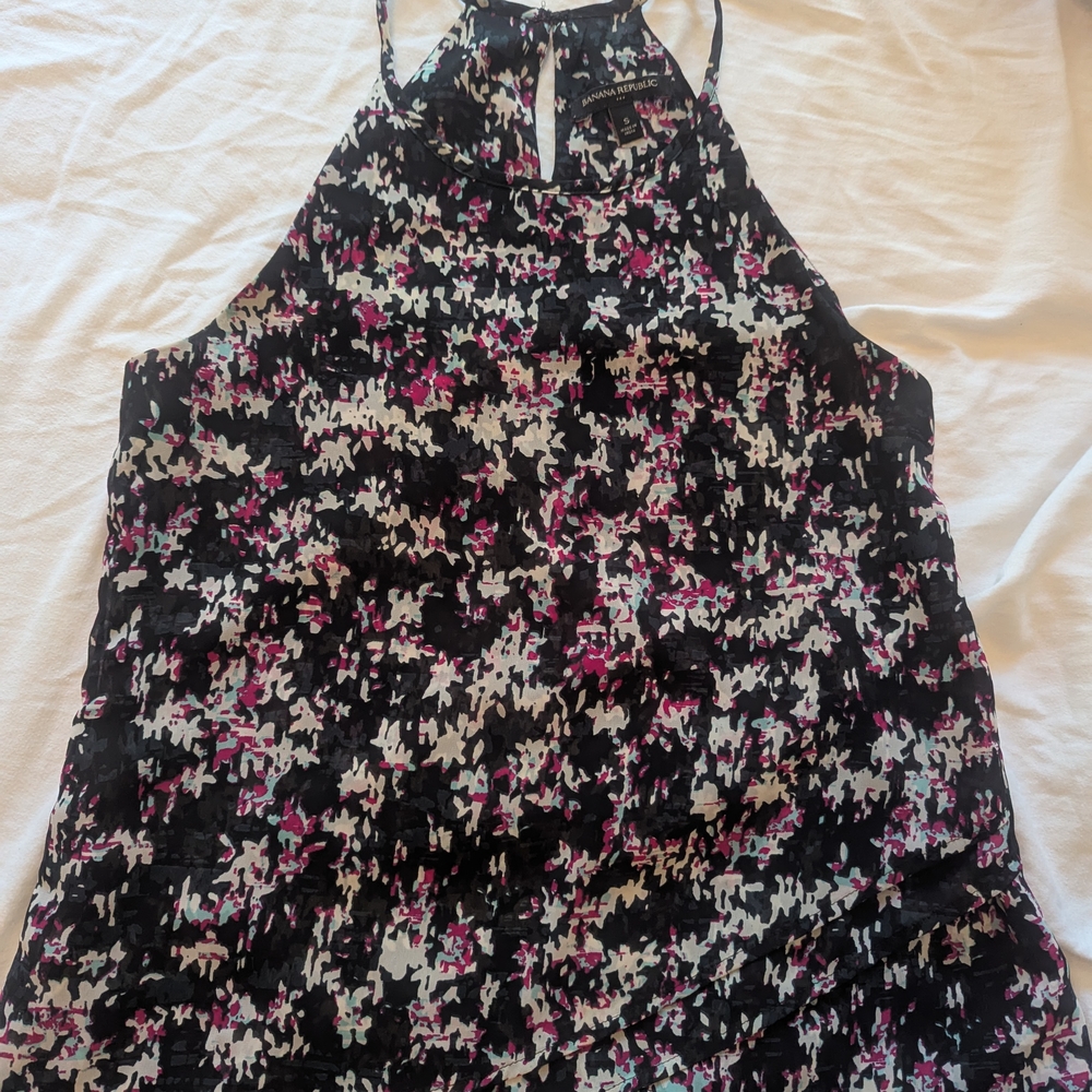 Banana Republic Black and Pink Abstract Top
